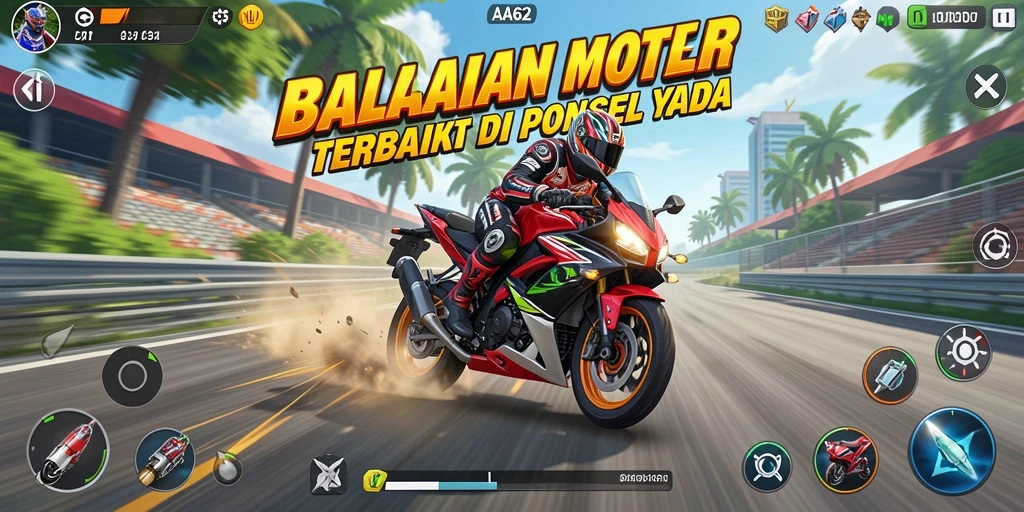 Gameplay balap motor yang seru dan mendebarkan di AA62.
