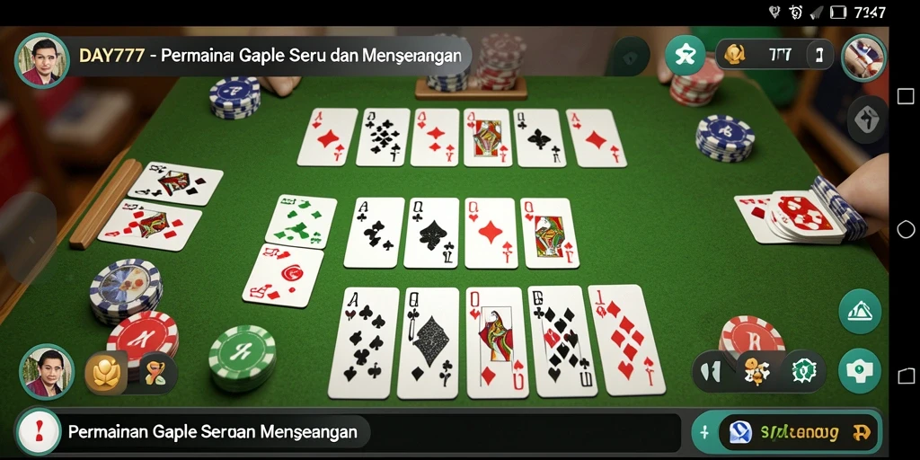 Tampilan utama screenshot DAY777 dengan gameplay Gaple yang menarik.