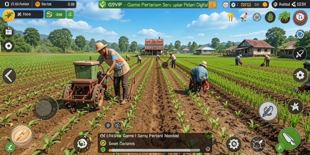 Tampilan gameplay G9VIP yang menarik dalam pertanian virtual.