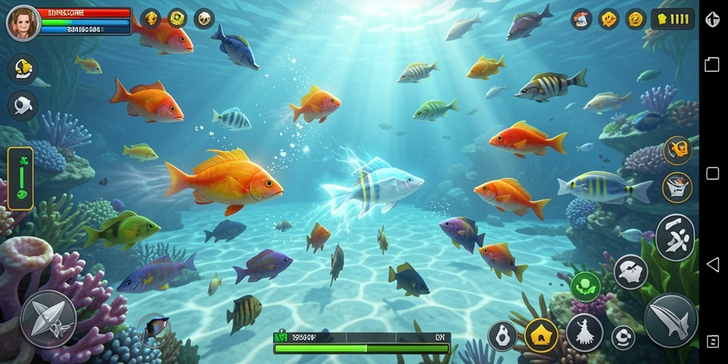 Screenshot gameplay IDNSCORE menampilkan aksi menembak ikan yang seru.