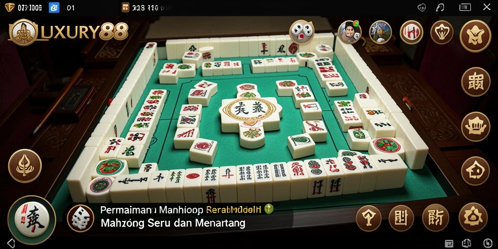 Screenshot menunjukkan gameplay menarik dalam LUXURY88 Mahjong.