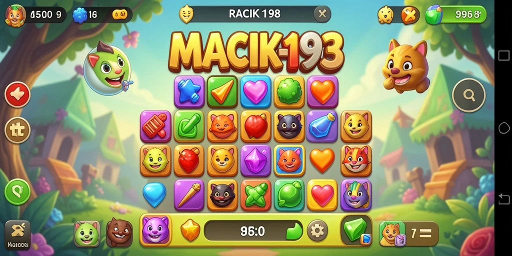Screenshot gameplay seru di RACIK198 dengan banyak tantangan Match-3.